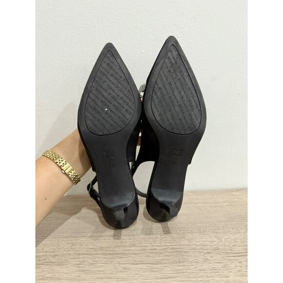 BCBGeneration Donna-2 Satin Kitten Heels Slingback Pump w/ Silver Bow Black 7.5 - Picture 7 of 7